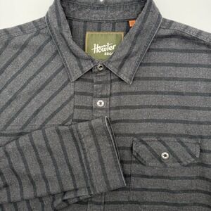 Howler Brothers Bros Flannel Men's XL Gray Long‎ Sleeve Button Up Pocket Striped